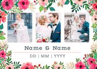 Tap to view Floral Wedding Thank You 3 Photo Postcard