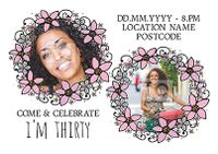 Floral Birthday Party Invite Photo Postcard