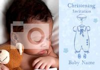 Tap to view Blue Christening Invitation Photo Postcard - For Boys