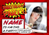 Tap to view Comic Book Boys Birthday Party Invite Postcard