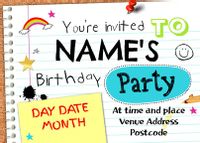 Tap to view Kids Birthday Party Invitation - School Notebook Theme