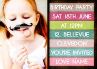 Bright Colours Birthday Party Invitation Postcard - For Girls