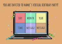 Tap to view Virtual Birthday Party Invite Personalised Postcard