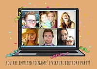 Tap to view Virtual Birthday Party Invitation Photo Postcard