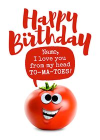 Tap to view Love You From My Head Tomatoes Personalised Postcard