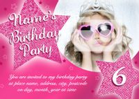 Tap to view Pink Star Princess Kids Birthday Party Invite Postcard