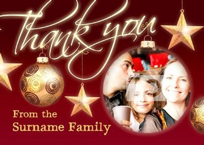 Red & Gold Xmas Thank You Photo Postcard
