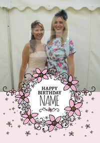 Tap to view Floral Wreath Photo upload Birthday Postcard