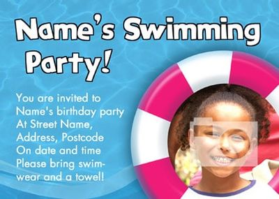 Swimming Birthday Party Invite Posctard