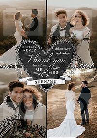 Tap to view Mr & Mrs Heart 4 Photo Wedding Thank You Postcard