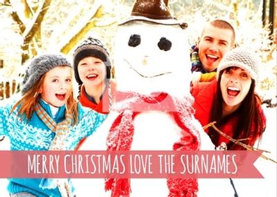 Personalised Family Christmas Postcard - Red Banner