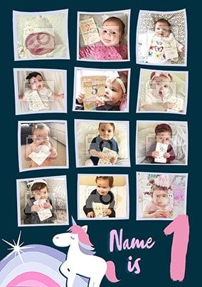1st Birthday Unicorn Multi Photo Poster