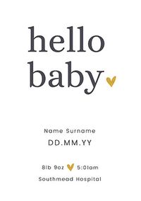 Hello Baby Personalised Poster