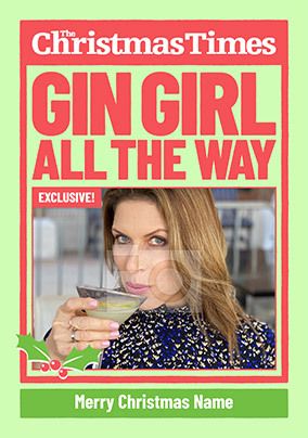 Flip Reveal Gin Girl Photo Christmas Card