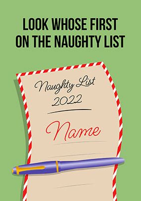 Flip Reveal Naughty List Personalised Christmas Card