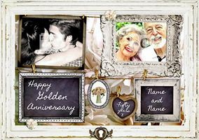Happy Golden 50 Year Wedding Anniversary Card - Photo Upload Memories - Personalised - A5 - By Funky Pigeon