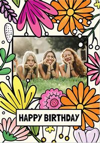 Happy Birthday Florals Photo Card