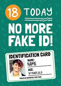 Tap to view No More Fake ID 18th Birthday Photo Card