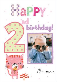 Happy 2nd Birthday Cat Photo Card