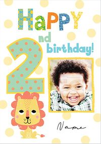 Happy 2nd Birthday Lion Photo Card