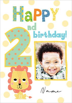 Happy 2nd Birthday Lion Photo Card
