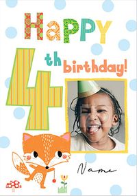 Happy 4th Birthday Fox  Photo Card