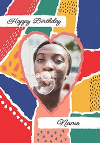 Tap to view Heart Pattern Female photo Birthday Card