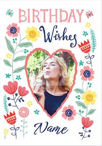 Tap to view Flowers, Heart, Photo Birthday Card