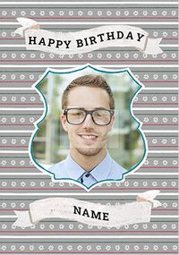 Tap to view Shield Male Photo Birthday Card