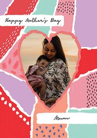 Tap to view Ripped Heart Pattern Photo Mothers Day Card