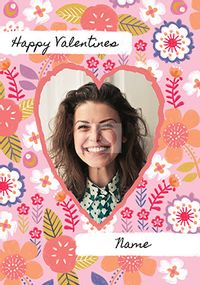 Tap to view Floral Heart Photo Valentine's Card