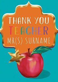 Tap to view Thank You Teacher Apple Personalised Card