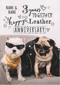 3 Years Personalised Leather Anniversary Card