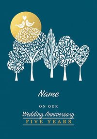 5th Wedding Anniversary Personalised Card