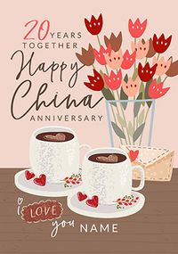 20 Years Personalised China Anniversary Card