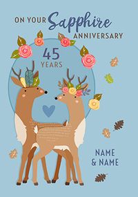 45 Years Sapphire Anniversary Personalised Card