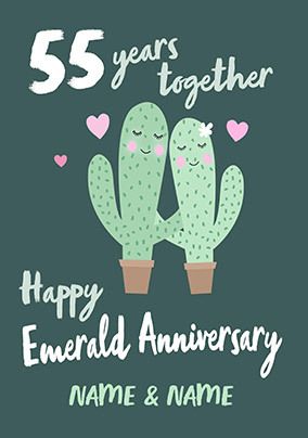 55 Years Anniversary Cacti Personalised Card