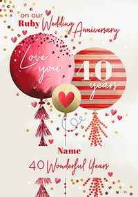 Tap to view 40th Ruby Wedding Anniversary Personalised Card