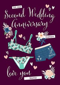 Tap to view 2nd Cotton Wedding Anniversary Personalised Card