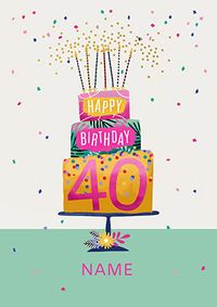 40TH Birthday Cake Card