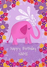 Cute Elephant Personalised Birthday Card