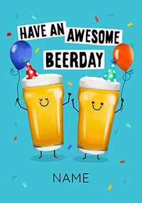 Tap to view Awesome Beerday Personalised Birthday Card