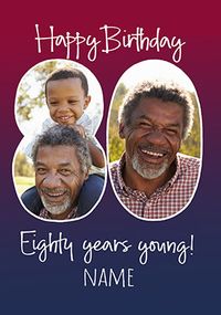 Tap to view Eighty Years Young Birthday Photo Card