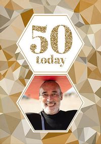 50TH Gold Photo Birthday Card