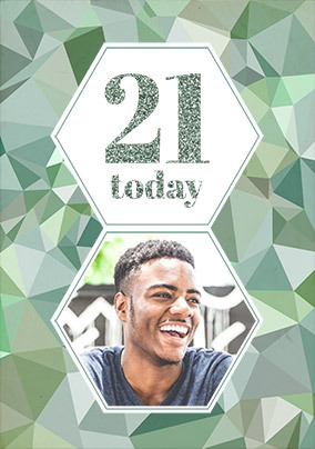 21ST Green Photo Birthday Card