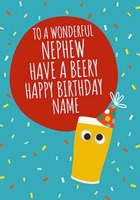Tap to view Beery Happy Birthday Nephew Personalised Card