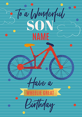 Son Wheelie Great Personalised Birthday Card