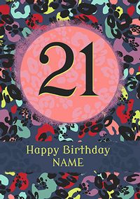 21st Birthday Leopard Print Personalised Card