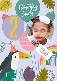 Toucan Girl 2ND Birthday Card