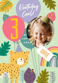 Leopard Girl 3RD Birthday Card
